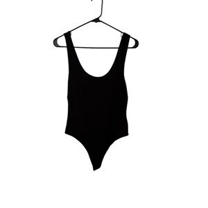 Vici Black Ribbed Sleeveless Bodysuit